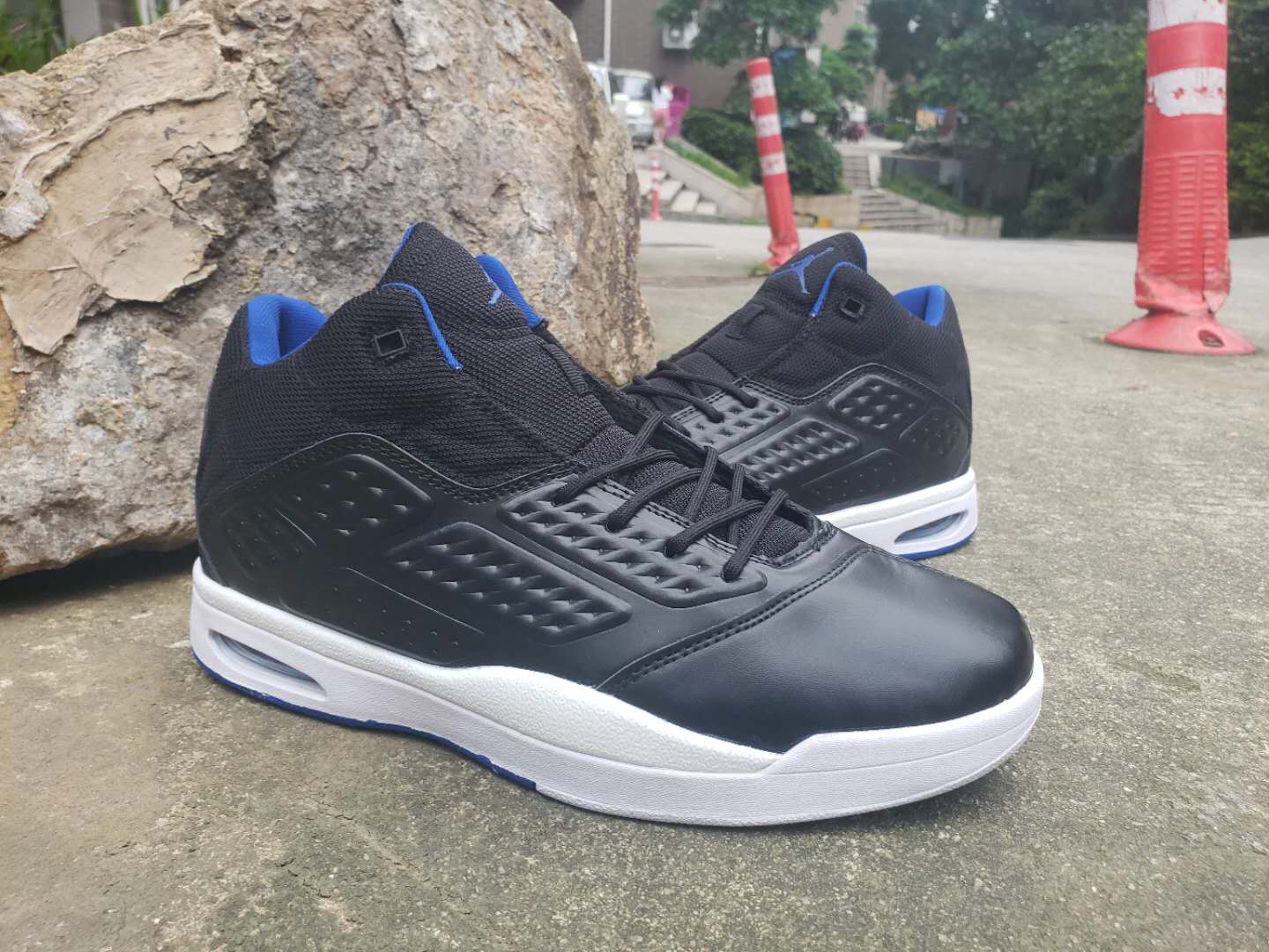 Jordan 2019 New School Black White Blue Shoes
